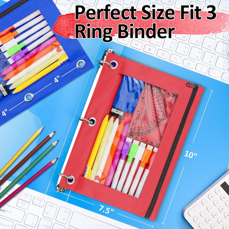 EAONE Pencil Pouch for 3 Ring Binder Set of 48, Zipper Binder Pouches Pencil Case Bulk for School Classroom Supplies/Student/Office/Home, 10 x 7.5 inch, 8 Colors - Image 2